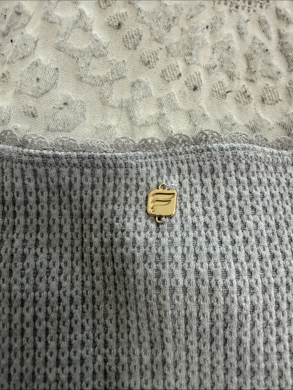 Fabletics Gray Ribbed Square Neck Top with Button Placket - Picture 10 of 10